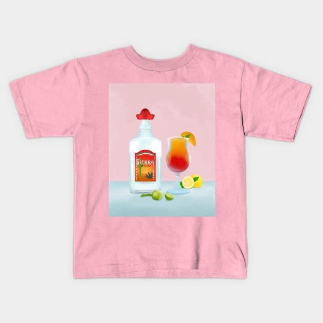 Tequila Sunrise Kids T-Shirt by Petras